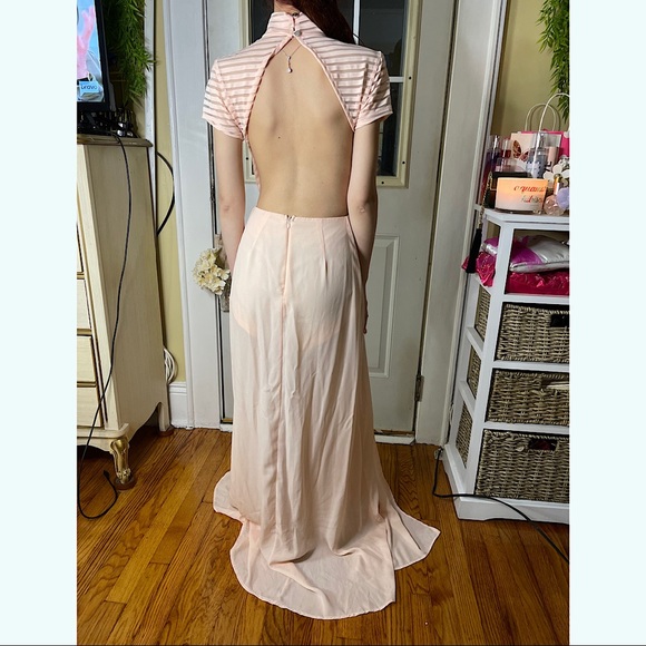 Couture Strip Mesh Maxi in Blush - Picture 4 of 4